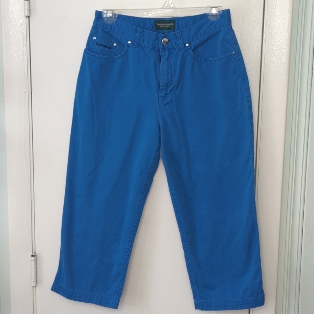 Vintage 90s Ralph Lauren- Lauren Jeans Co. sz 6 Crop Cotton Light Denim Pants